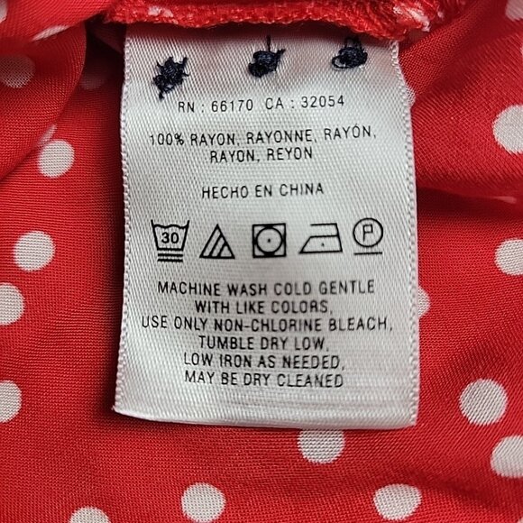 Anthropologie Maeve sz 6 Button Down Polka Dot Blouse Shirt Navy Red Long Sleev - Picture 7 of 14